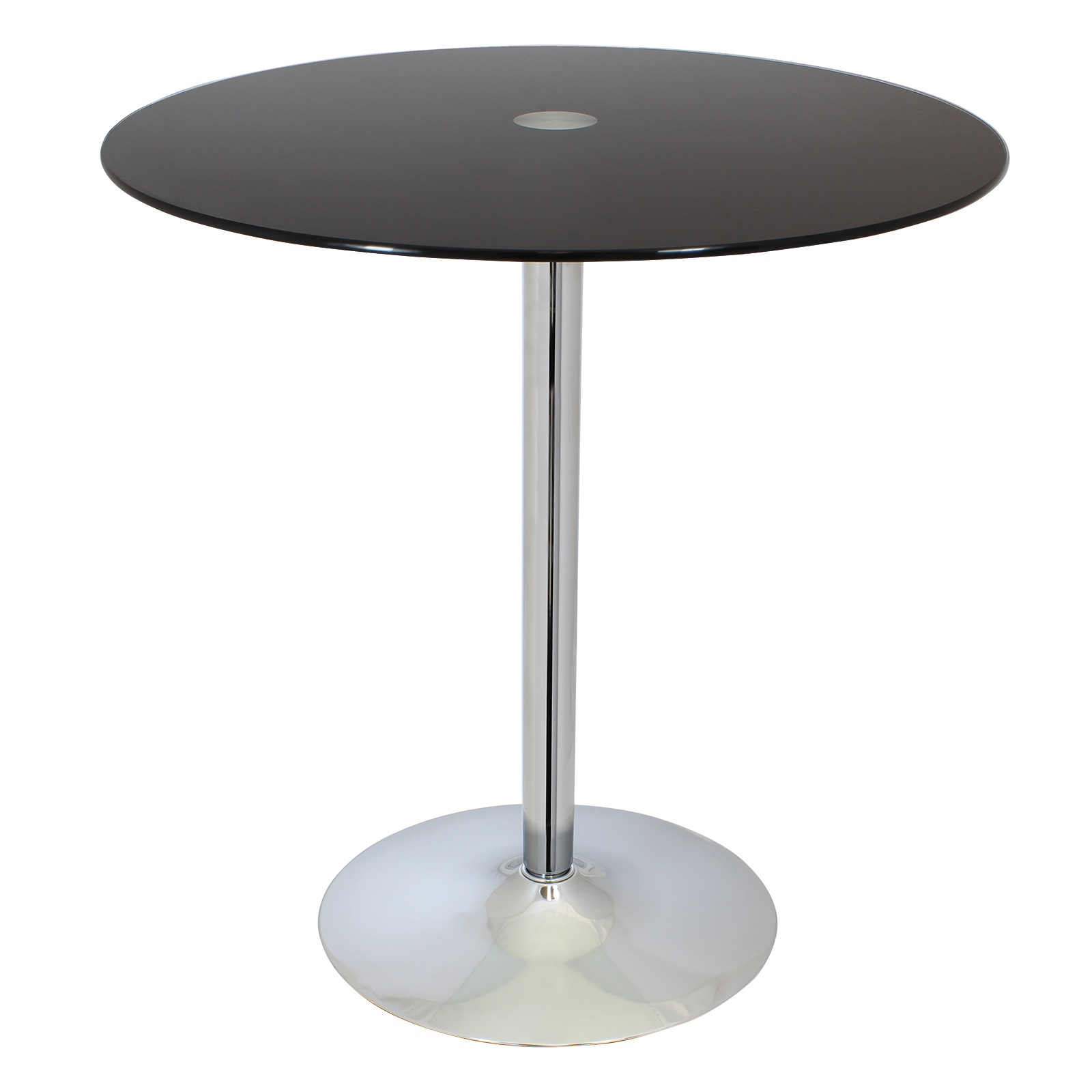 SALE ROUND BLACK GLASS TOP BISTRO/DINING TABLE BAR/CAFE STYLE 98.5CM EX